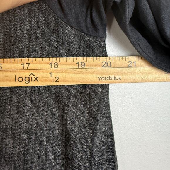 Logo Lori Goldstein Cardigan Women XS Charcoal Faux Suede Asymmetric Relaxed - Picture 7 of 8